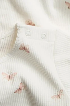Ribbet sommerfuglmønstret body