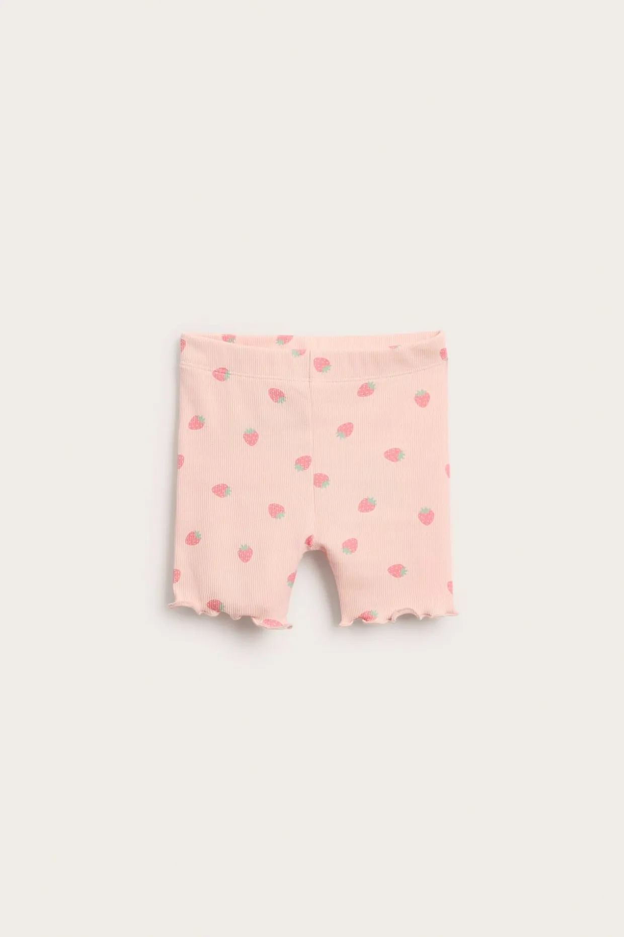 Ribbet sykkelshorts med jordbær