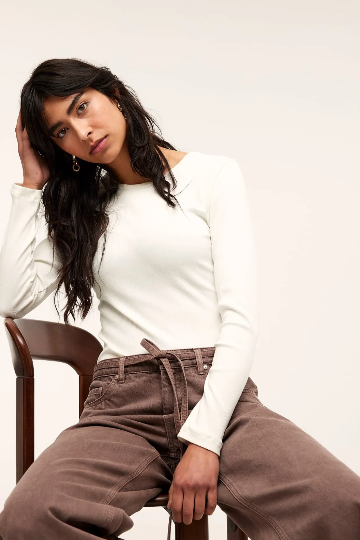 Ribbet topp | Offwhite | Dame | Kappahl