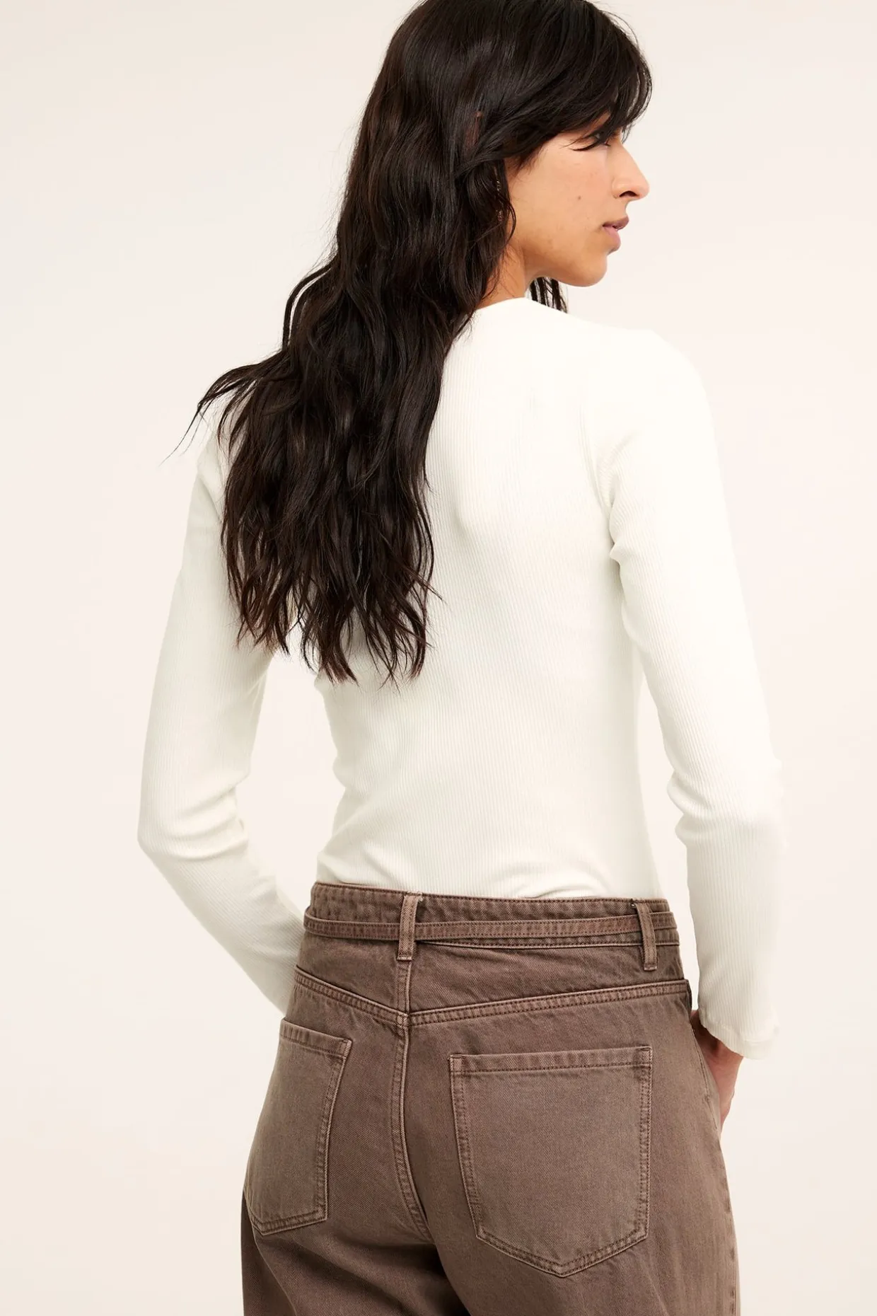 Ribbet topp | Offwhite | Dame | Kappahl