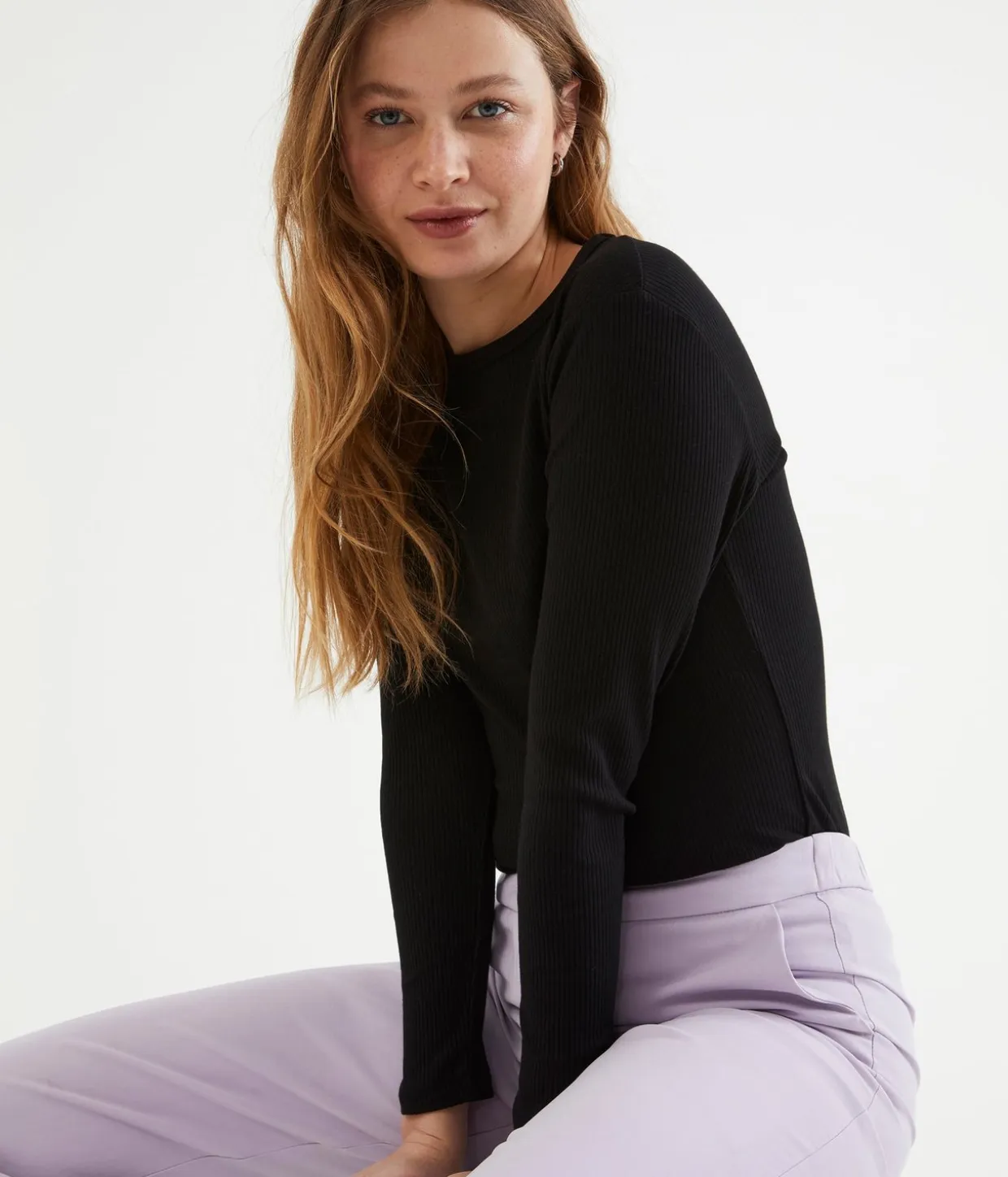Ribbet topp | Svart | Dame | Kappahl