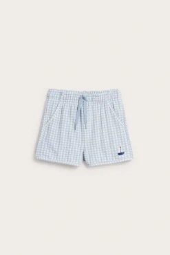 Rutete badeshorts med båt