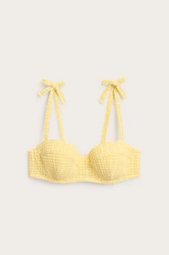 Rutete balconettebikini-BH med knytedetalj