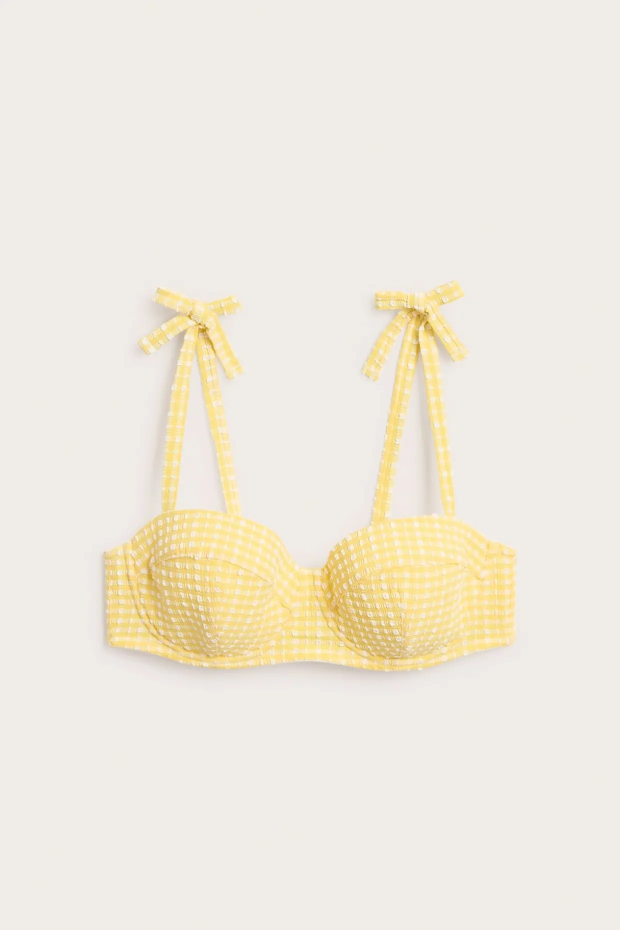 Rutete balconettebikini-BH med knytedetalj