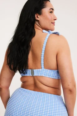 Rutete balconettebikini-BH med knytedetalj