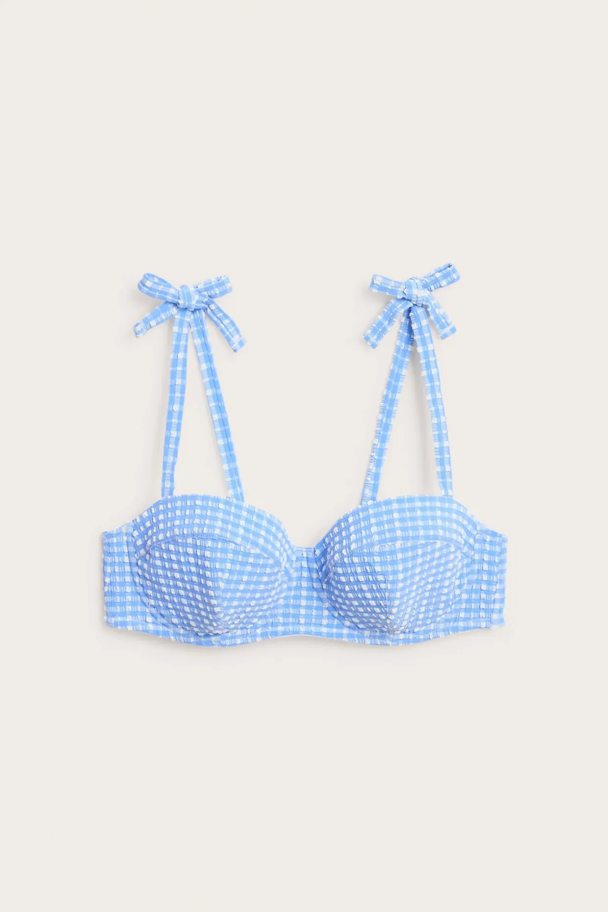 Rutete balconettebikini-BH med knytedetalj