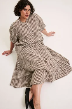 Rutete bluse i seersucker