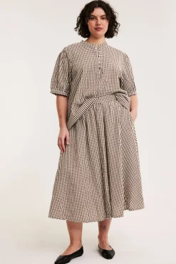 Rutete bluse i seersucker