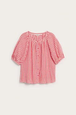 Rutete bluse i seersucker