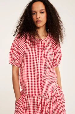 Rutete bluse i seersucker