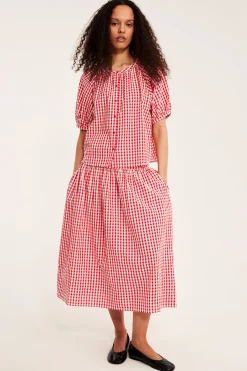 Rutete bluse i seersucker