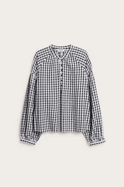 Rutete bluse i seersucker