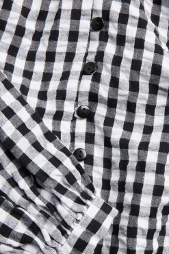 Rutete bluse i seersucker