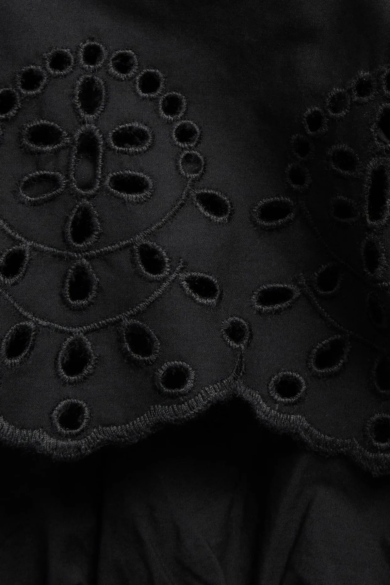 Shorts i bomullspoplin og brodert kant