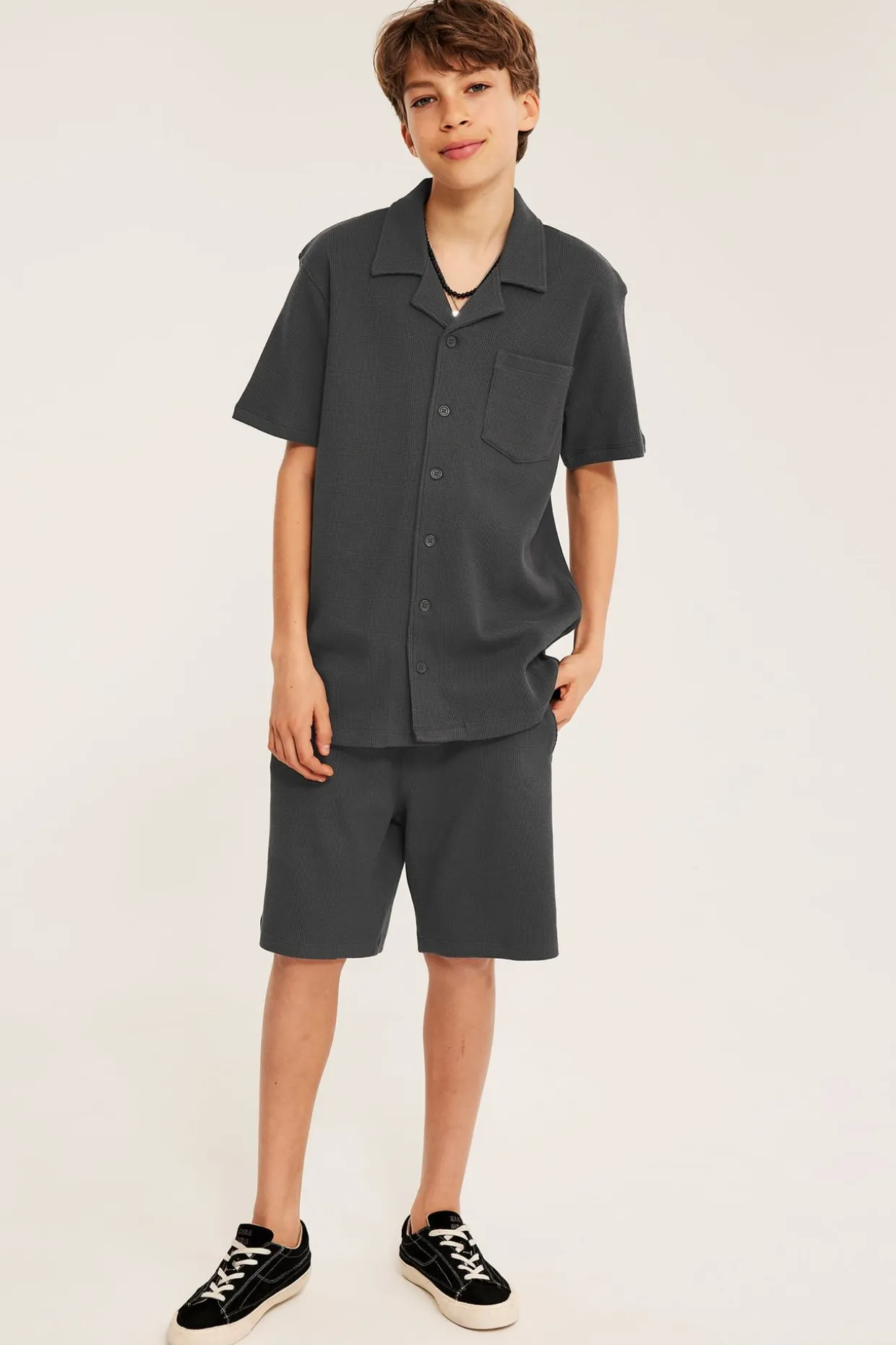 Shorts i vaflet bomull