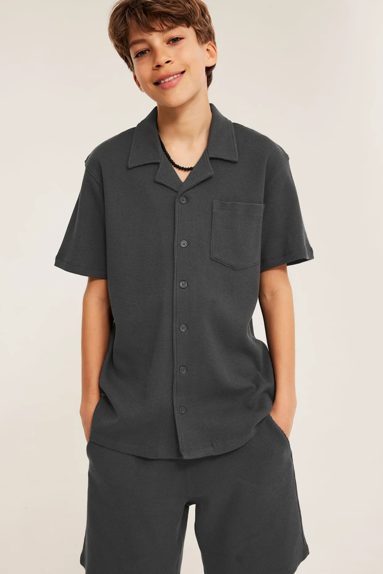 Shorts i vaflet bomull