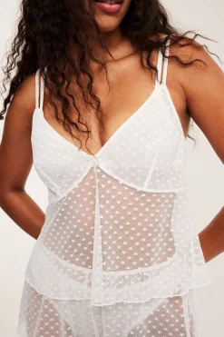 Singlet med hjertemønster i mesh