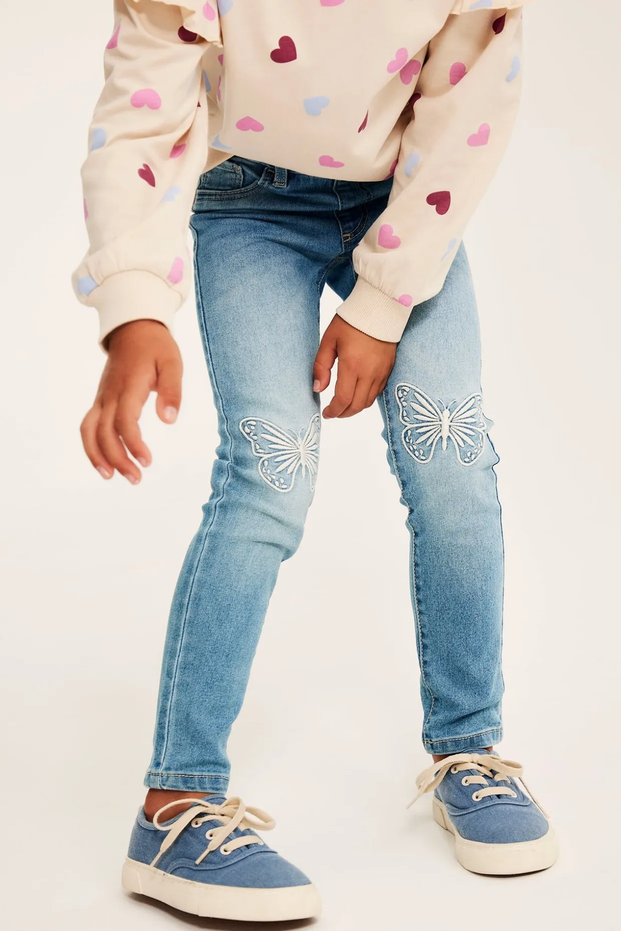 Slim jeggings med sommerfugler