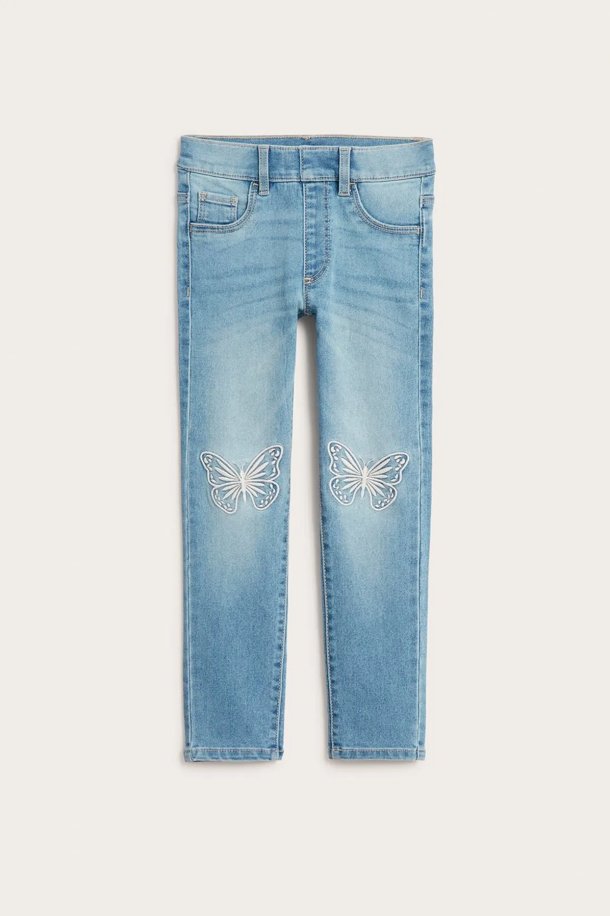 Slim jeggings med sommerfugler