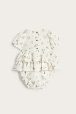 Småblomstrete jumpsuit med volang