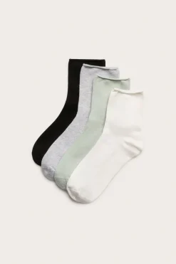 Sokker med rullet kant 4-pk.