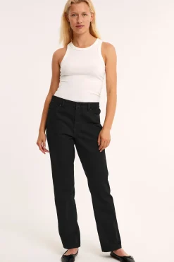 Straight jeans high waist | Svart denim | Dame | Kappahl