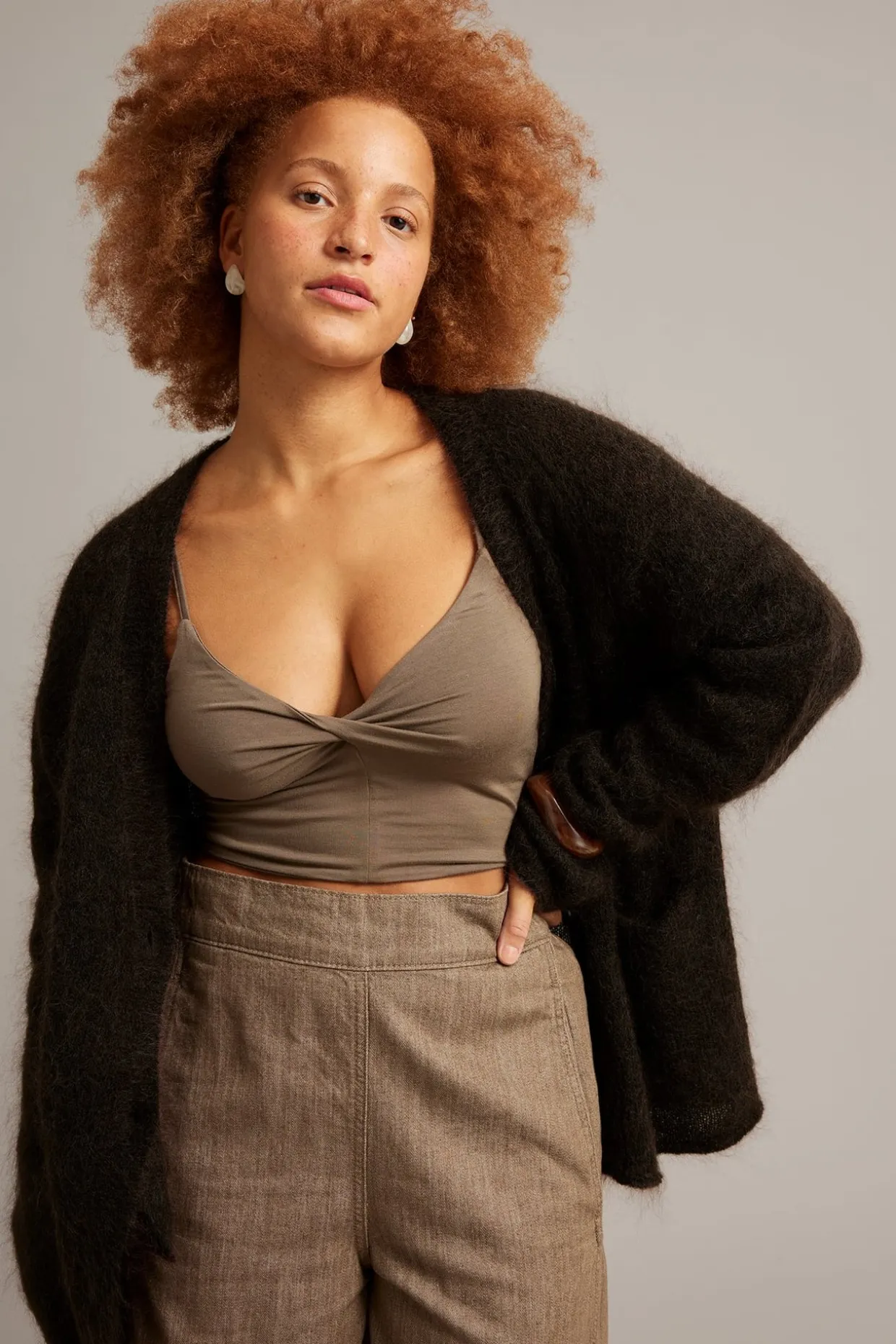 Strikket cardigan i mohairblanding