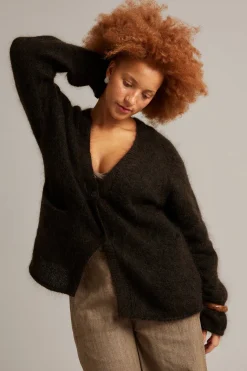 Strikket cardigan i mohairblanding