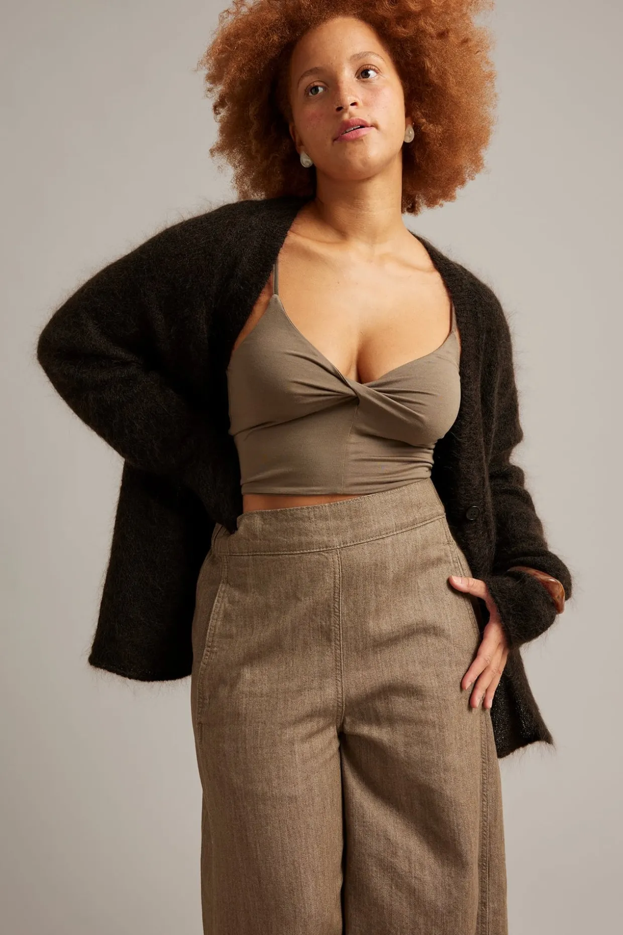 Strikket cardigan i mohairblanding