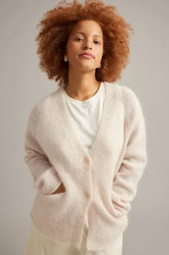 Strikket cardigan i mohairblanding