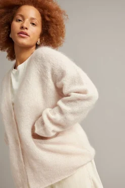 Strikket cardigan i mohairblanding