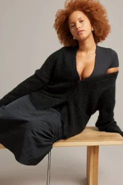 Strikket cardigan i mohairblanding