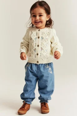 Strikket cardigan med blomstermønster