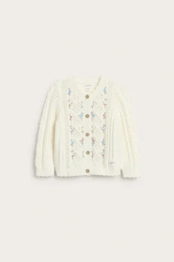 Strikket cardigan med blomstermønster