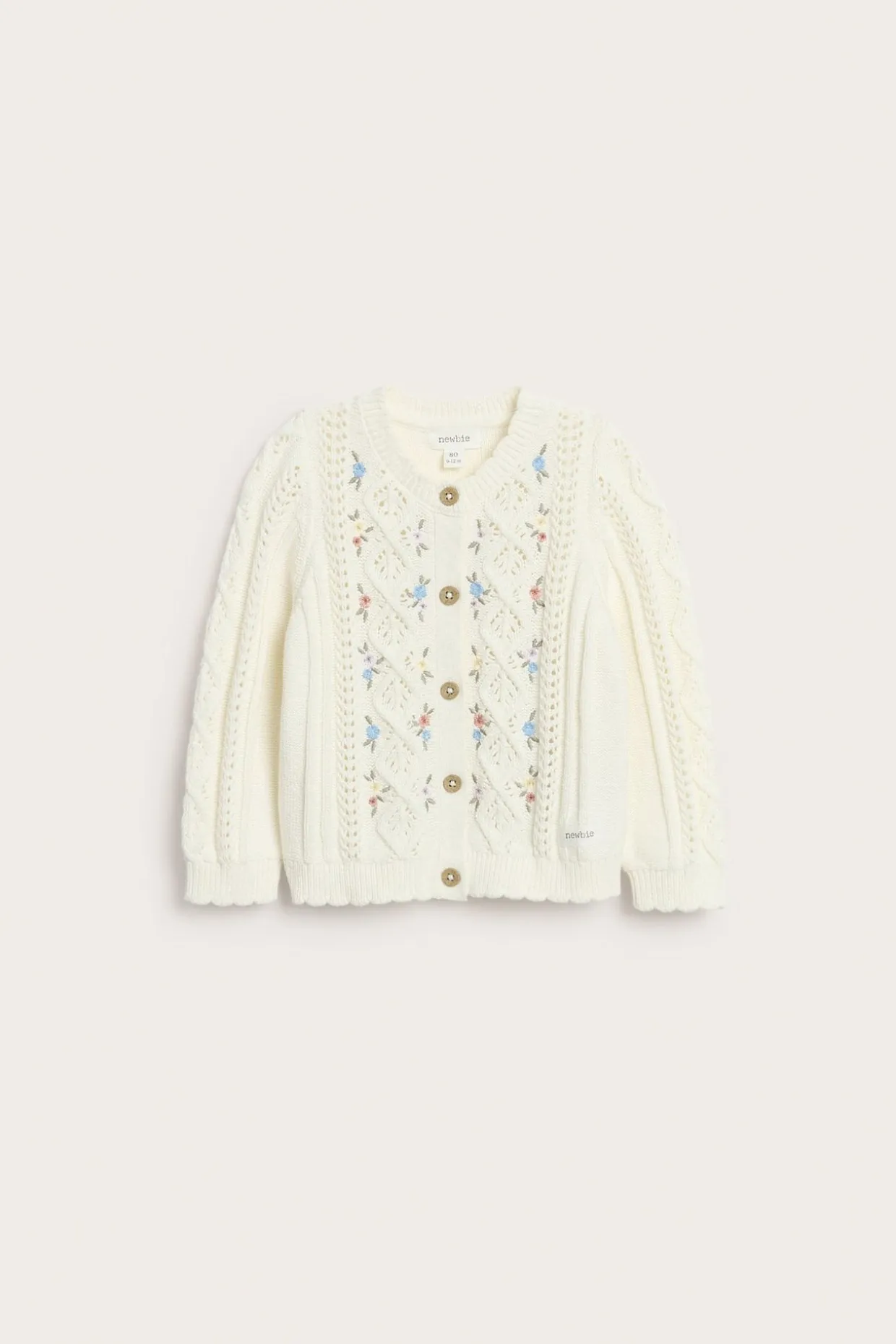 Strikket cardigan med blomstermønster