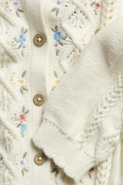 Strikket cardigan med blomstermønster