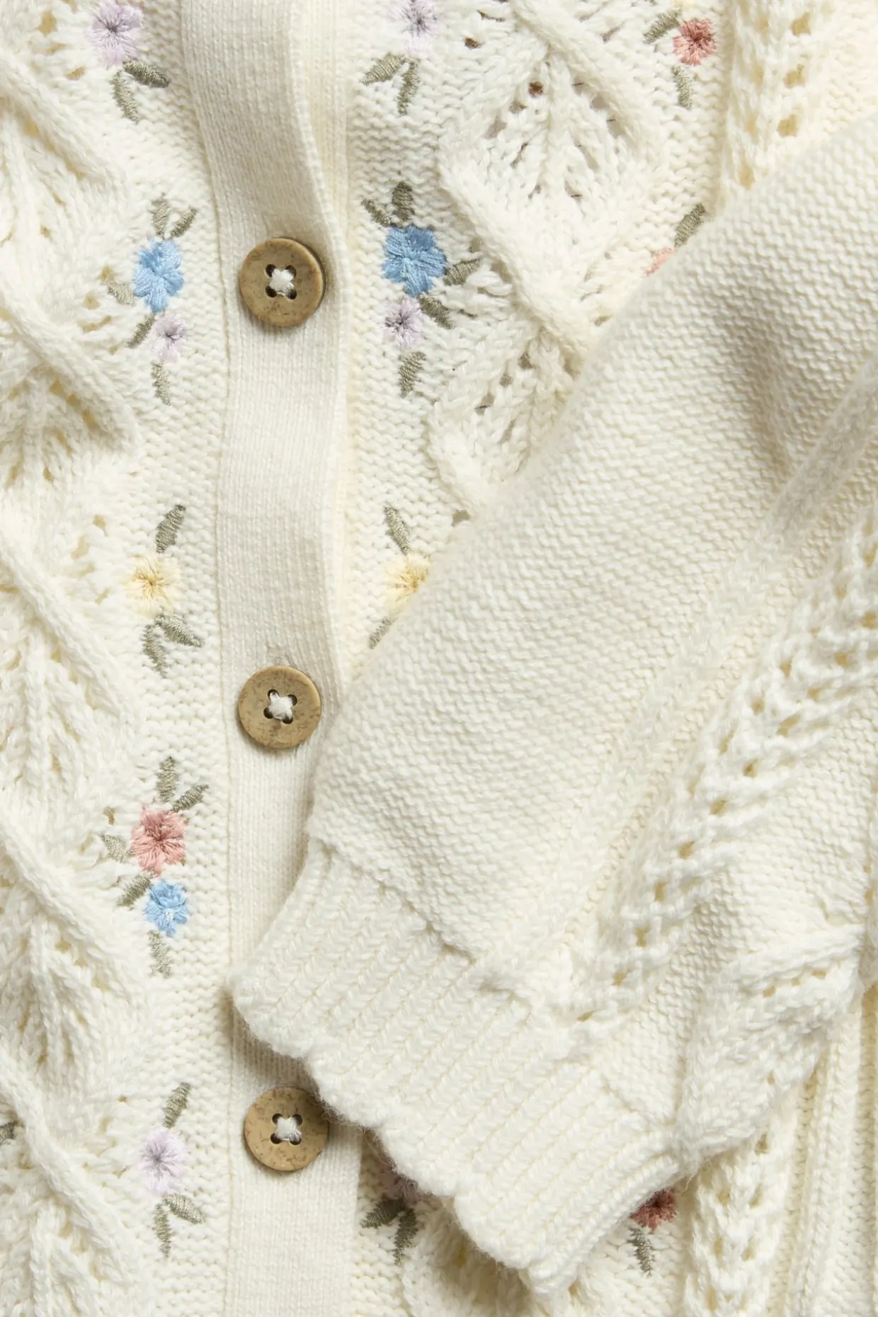 Strikket cardigan med blomstermønster
