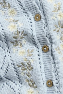 Strikket cardigan med blomster