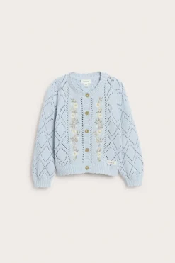 Strikket cardigan med blomster
