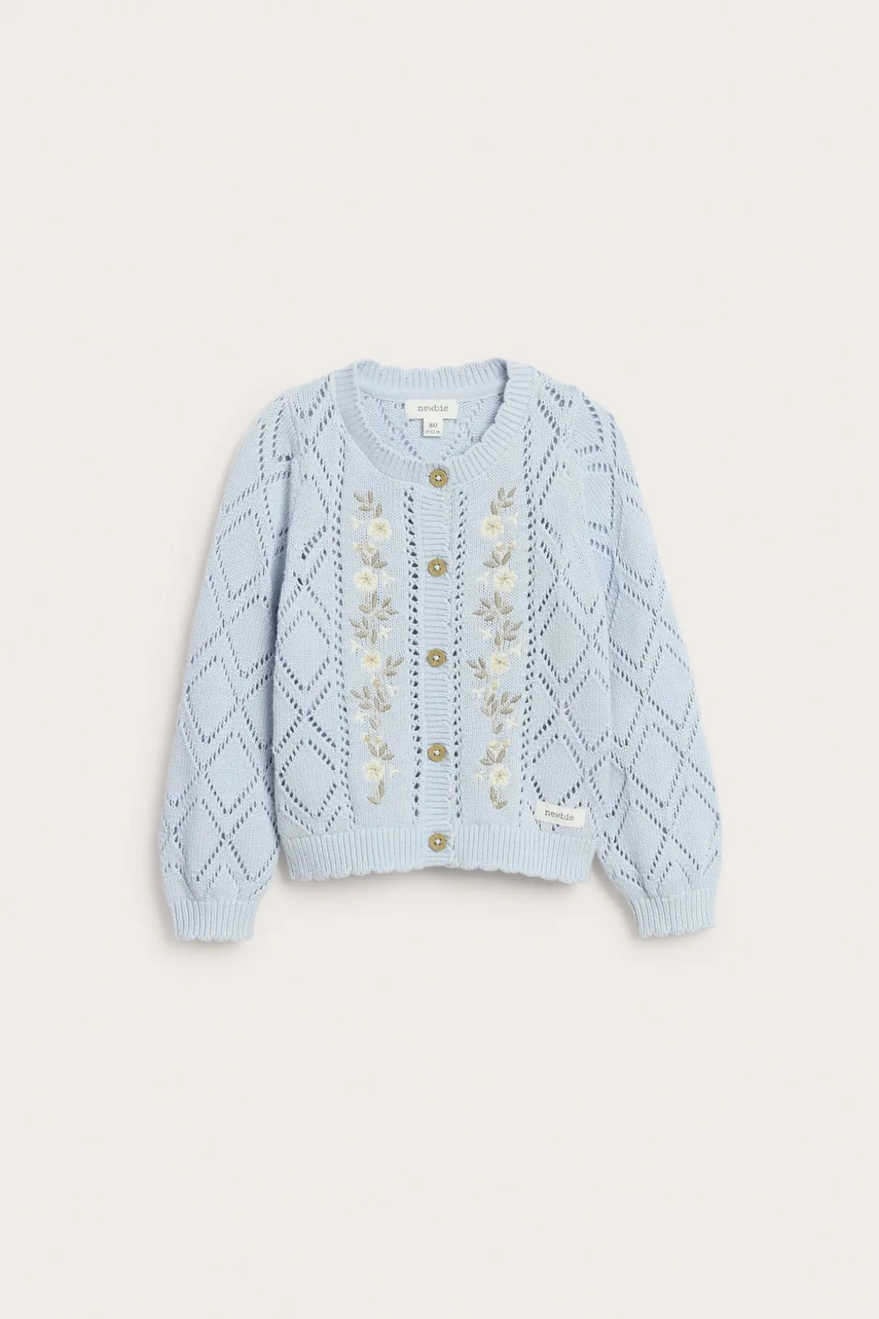 Strikket cardigan med blomster