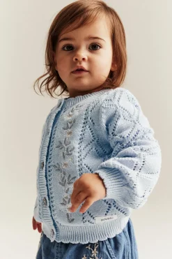 Strikket cardigan med blomster