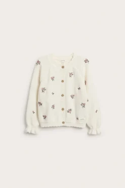 Strikket cardigan med blomster