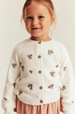 Strikket cardigan med blomster