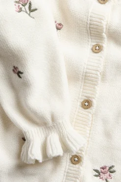Strikket cardigan med blomster