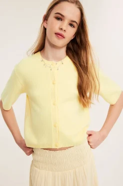 Strikket cardigan med korte ermer