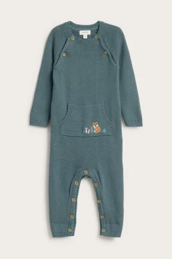 Strikket jumpsuit med broderi