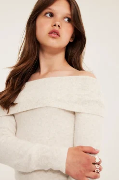 Strikket off shoulder-topp