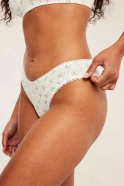 Stringtruse i bomull med pointelle