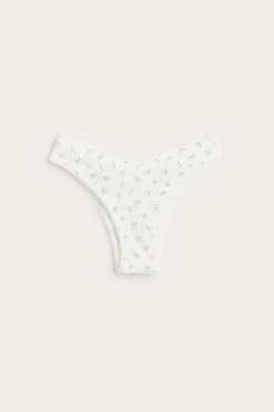 Stringtruse i bomull med pointelle