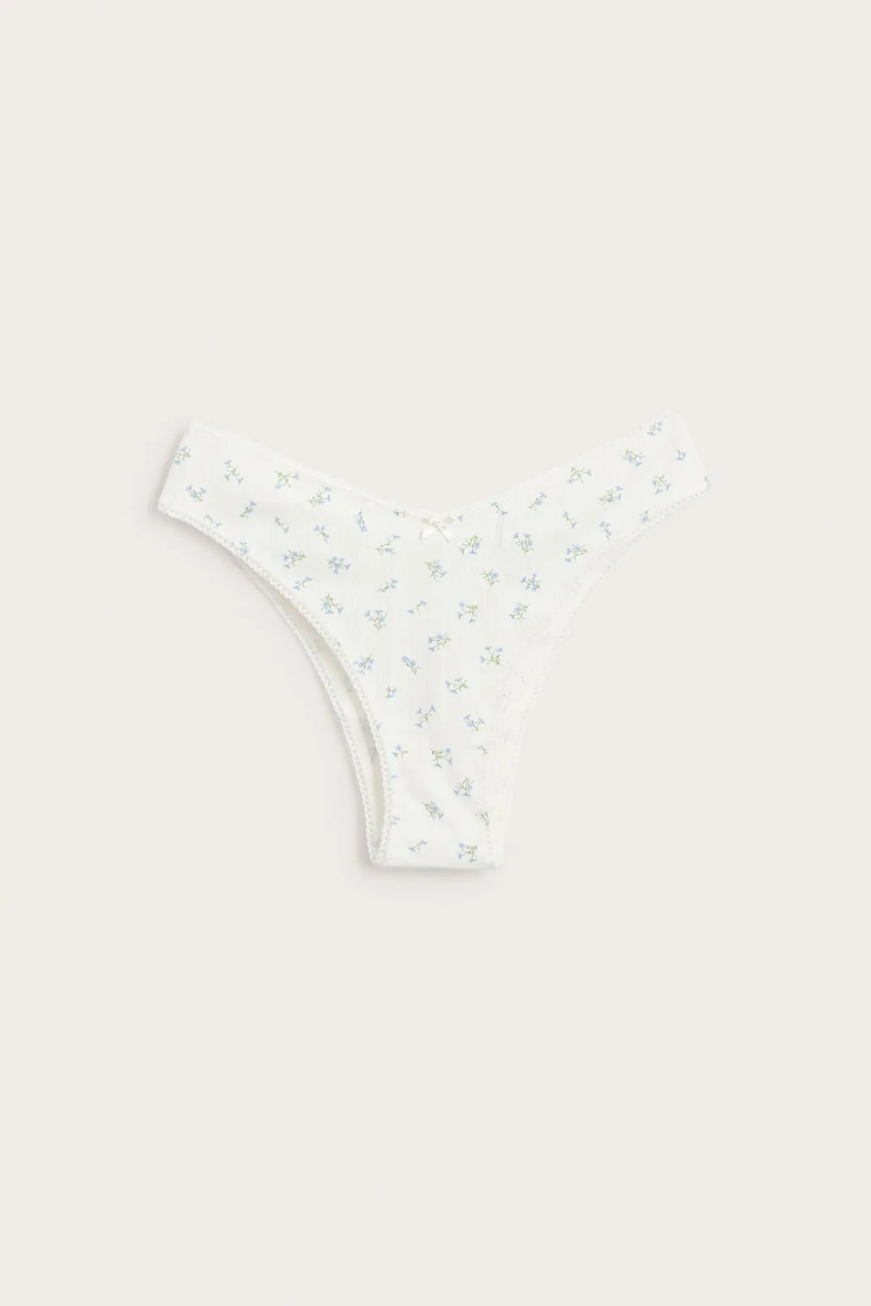Stringtruse i bomull med pointelle